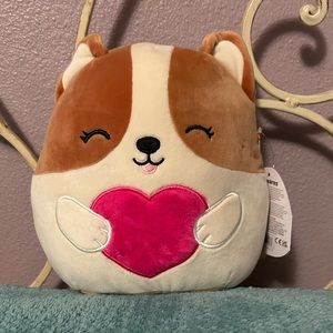 NWT Squishmallows 8” Regina the Corgi Holding Heart Valentine 2024 Release Plush